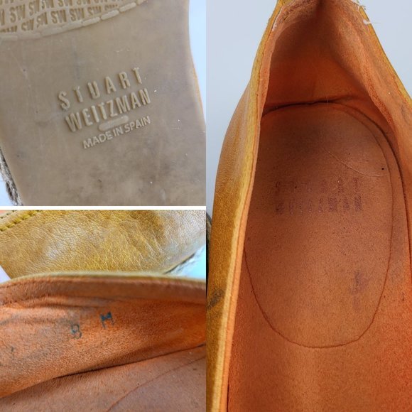 STUART WEITZMAN Orange Espadrille Slip-on Flats 8 Beige Suede Leather Sneakers - Picture 3 of 14